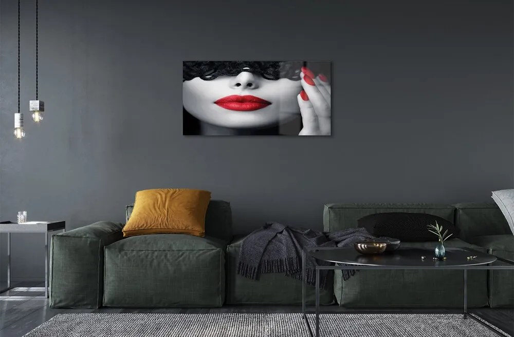 Üvegképek Vörös ajkak nő 125x50 cm