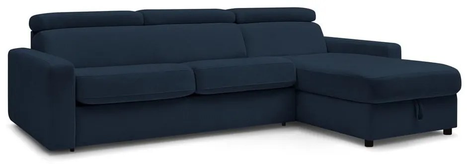 Sötétkék kinyitható sarokkanapé (variálható) Monaco – Bobochic Paris