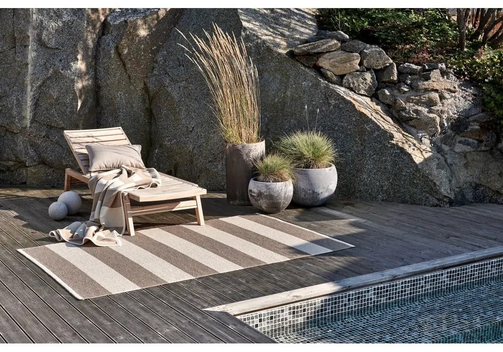 Bézs-krémszínű kültéri-beltéri szőnyeg 140x180 cm Bob Mud Vanilla – Pappelina