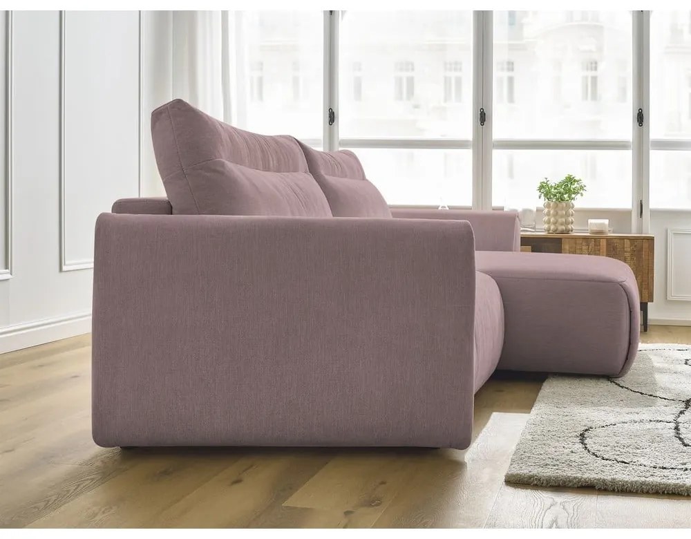 Világos rózsaszín sarokkanapé Aden – Bobochic Paris