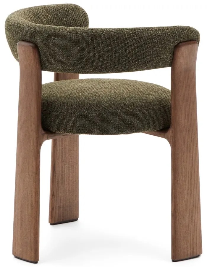 Khaki-barna kőrisfa karfás étkezőfotel Granite – Kave Home
