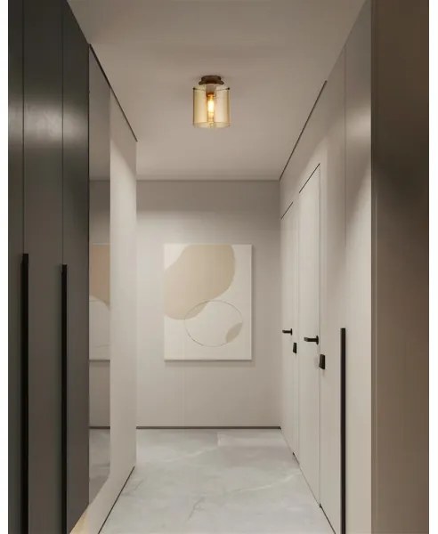 Searchlight 88911-1MO - SWEDEN mennyezeti lámpatest 1xE27/60W/230V, átm. 22 cm, barna/füstszínű