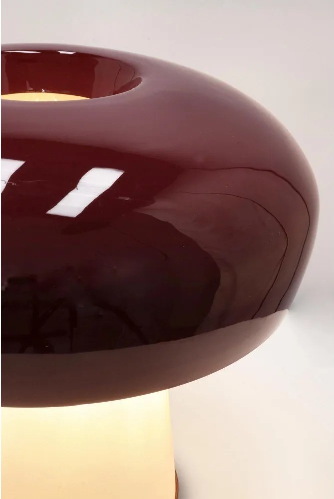 Borvörös fém asztali lámpa üveg búrával (magasság 35 cm) Clevely – Bizzotto