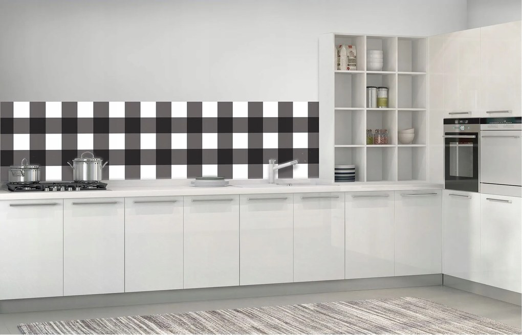 Fotótapéta Fekete-fehér négyzetek absztrakt geometria 250x60 +ragasztó