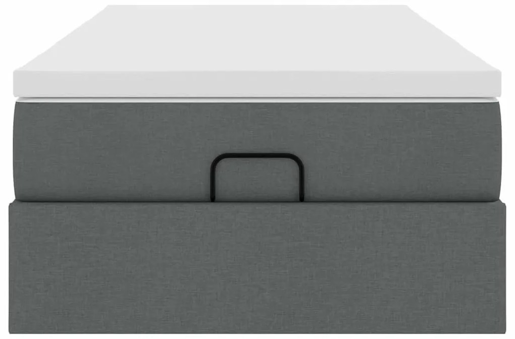 Ottomán ágykeret matraccal sötétszürke 80x200cm szövet