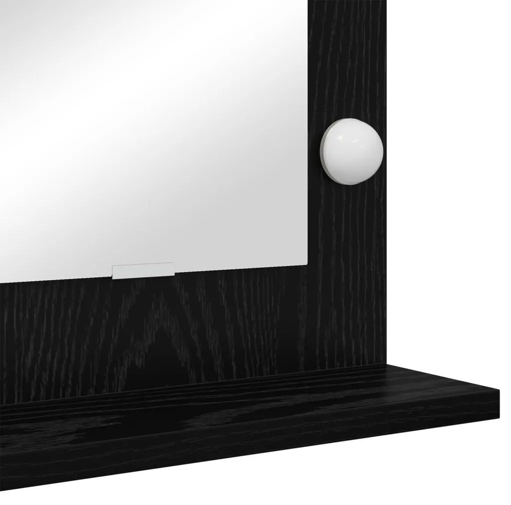 LED világítással rendelkező sminktükör fekete tölgy 60x55x18 cm