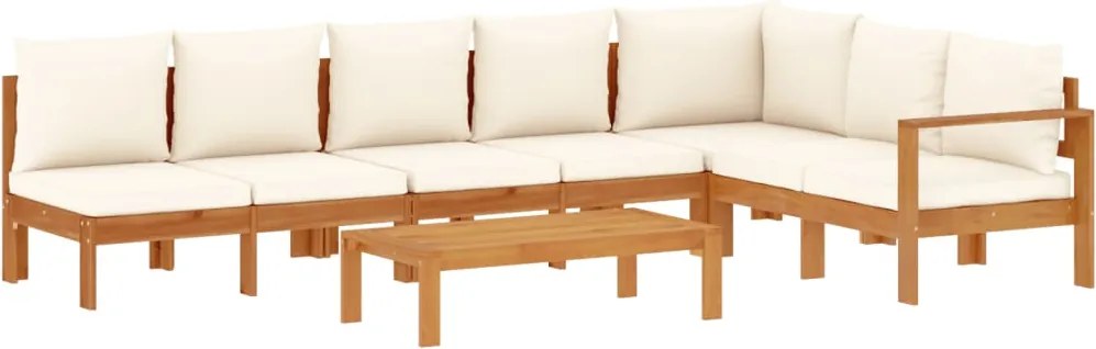 vidaXL 5 részes tömör akácfa kerti kanapészett párnákkal