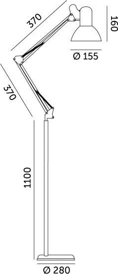 Brilagi - Flexibilis állólámpa TASKER 1xE27/60W/230V 184 cm fekete