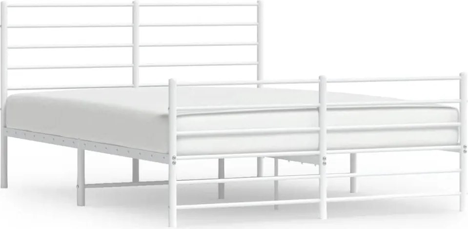 vidaXL fehér fém ágykeret fej- és lábtámlával 120x200 cm