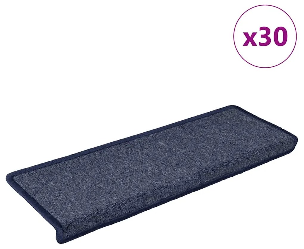 30 db sötétszürke és kék lépcsőszőnyeg, téglalap alakú széllel, 65 x 21 x 4 cm