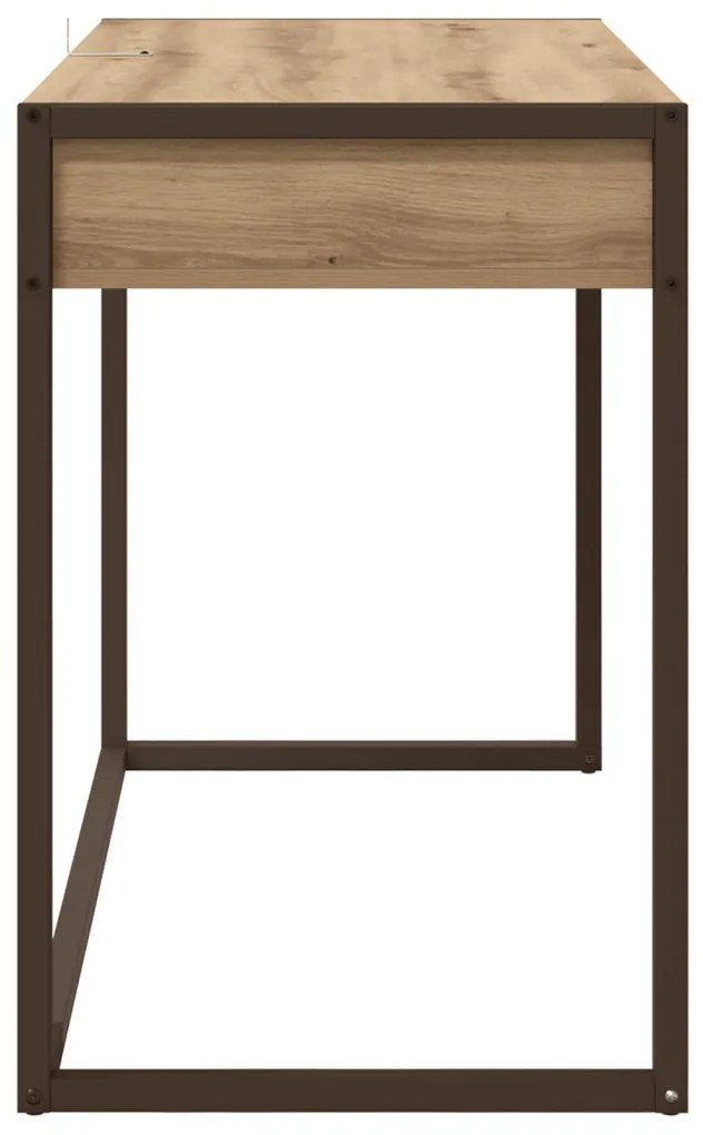 vidaXL Asztal tárolóval Művészi tölgy 100 x 50 x 75 cm Faanyag