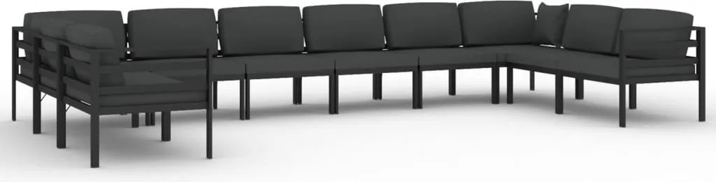 vidaXL 10 részes antracitszürke alumínium kerti ülőgarnitúra párnákkal