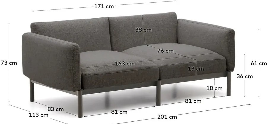 Szürke kárpitozott kerti kanapé Sorells – Kave Home
