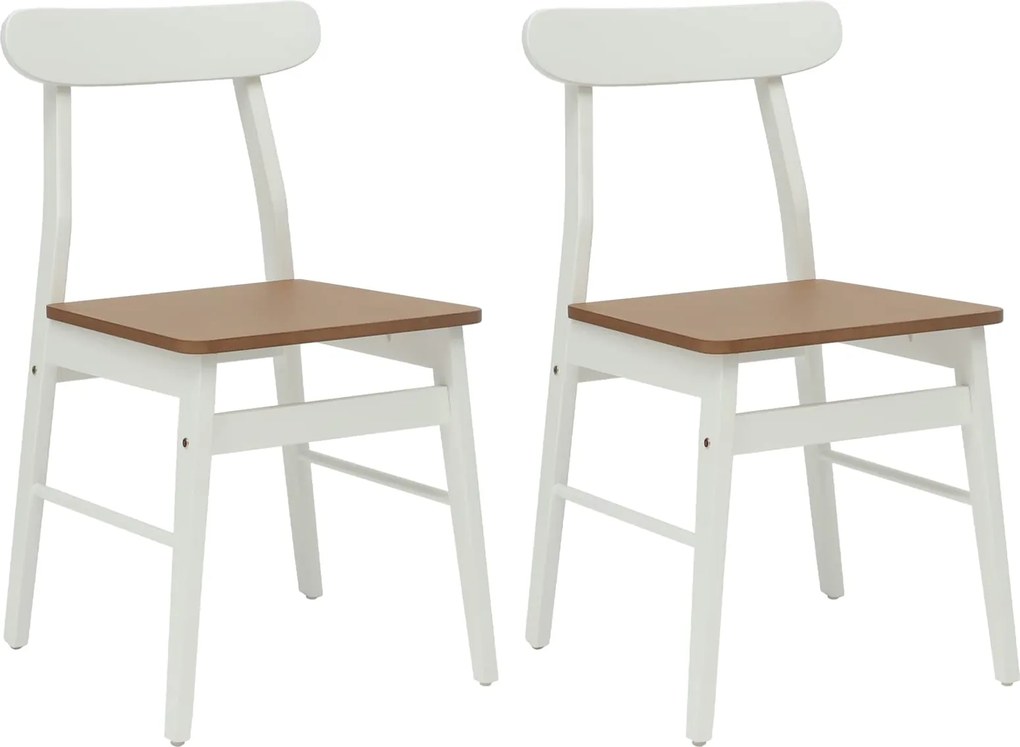 vidaXL Étkezőszék 2 pcs Fehér és Természetes 43 x 44,5 x 77 cm