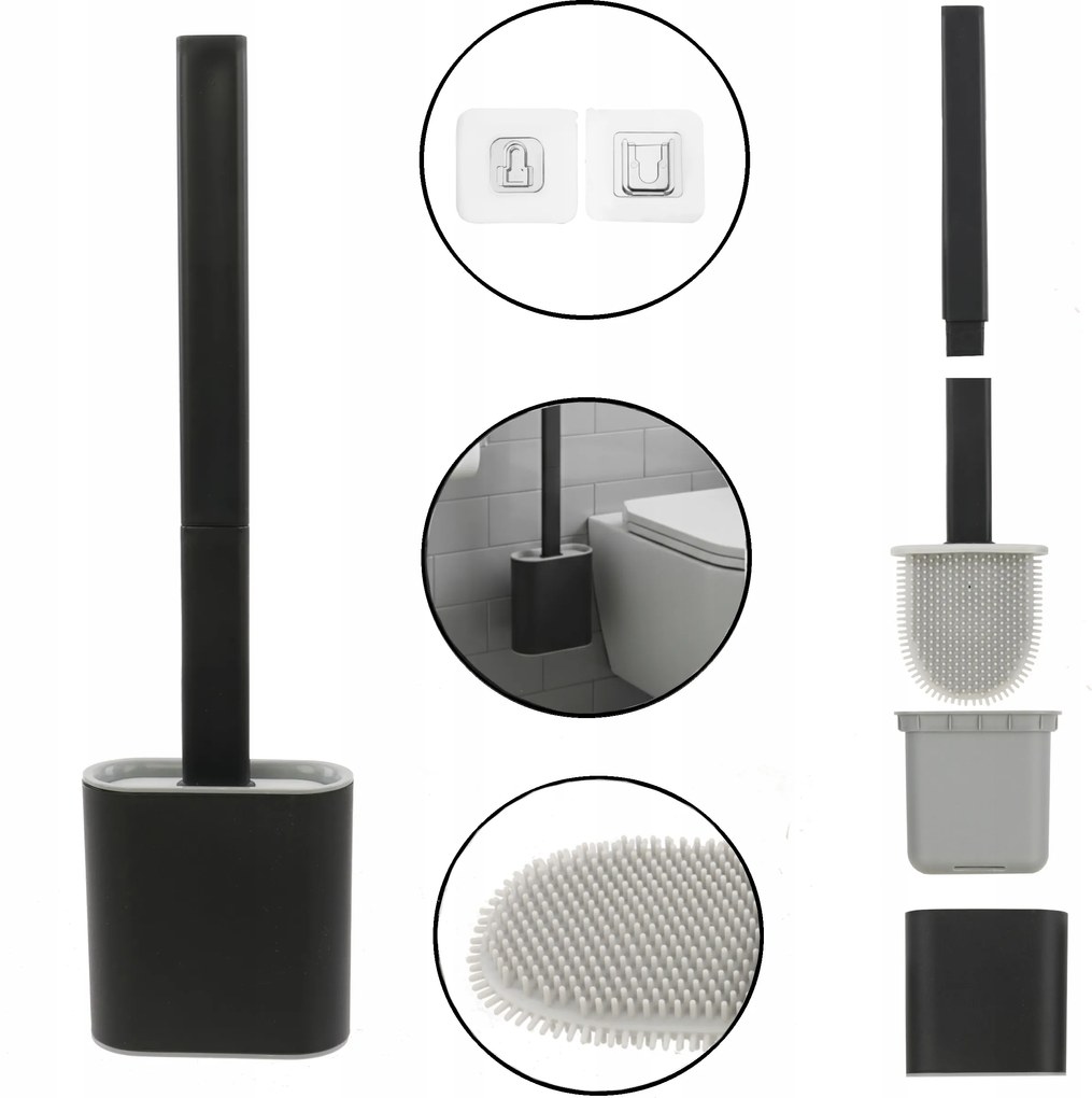 Wc kefe szabadonálló/szilikon kompakt fekete