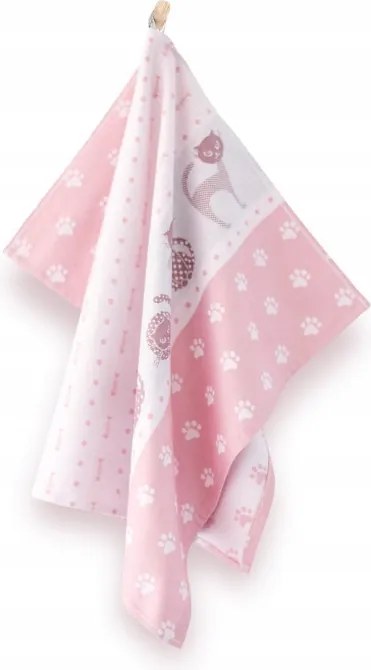 Konyhai törlőkendő Macskák 50x70 cm rózsaszín