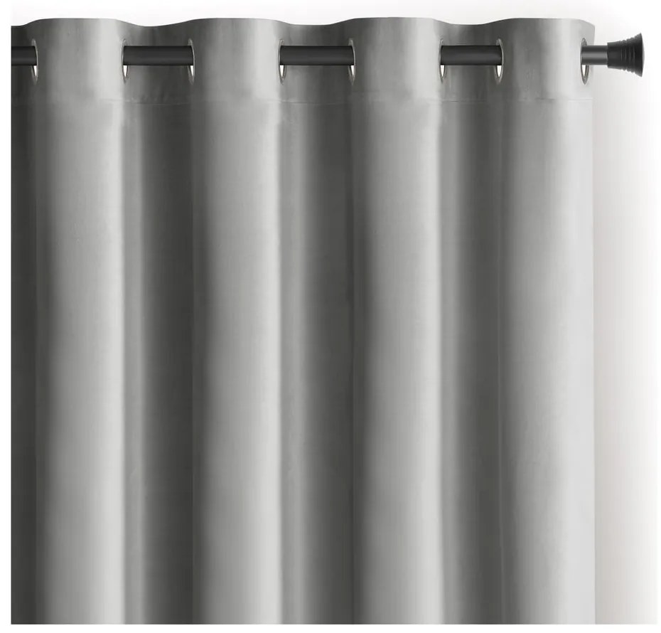 Világosszürke bársony dimout (részleges sötétítő) függöny 140x245 cm Eyelets – Restilo