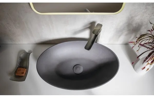 Sapho - FORMIGO ráültethető mosdó 60x40 cm, beton/antracit