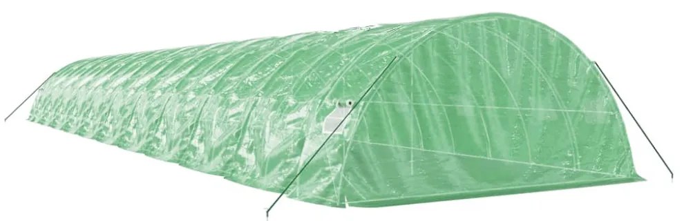 zöld acélvázas melegház 110 m² 22 x 5 x 2,3 m