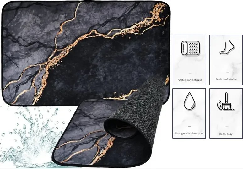 Csúszásgátló fürdőszobaszőnyeg márvány mintával – 80x50 cm
