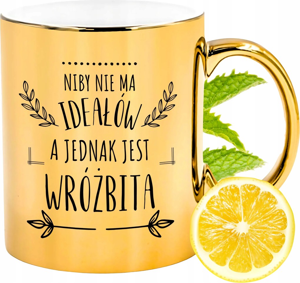 Arany csillogó bögre jósnőnek ajándék fényképes nyomtatással