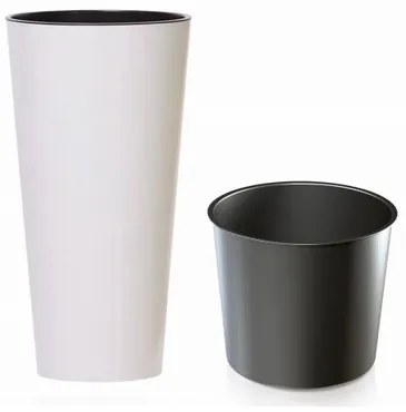 TUBUS SLIM virágtartó 30 cm betéttel, fehérmatt, 30 cm