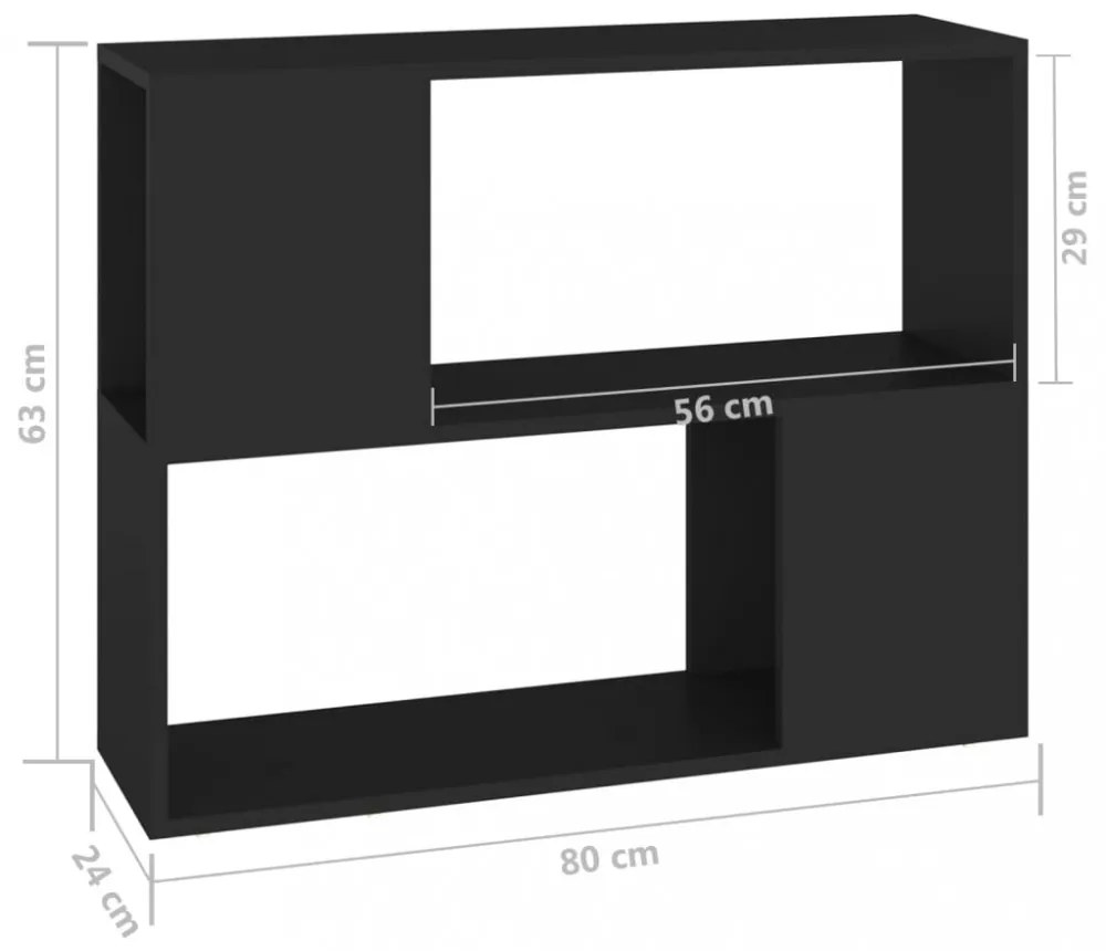 fekete szerelt fa TV-szekrény 80 x 24 x 63 cm
