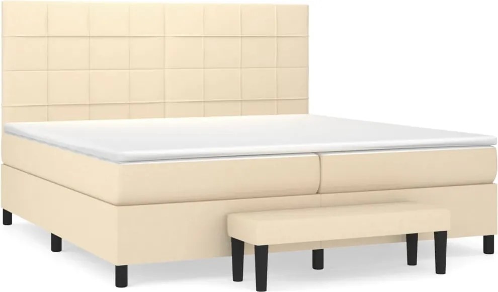vidaXL krémszínű szövet rugós ágy matraccal 200 x 200 cm