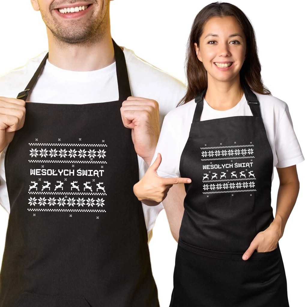 Konyhai kötény nyomott mintával karácsonyi ajándékhoz Fehér karácsonyi minták