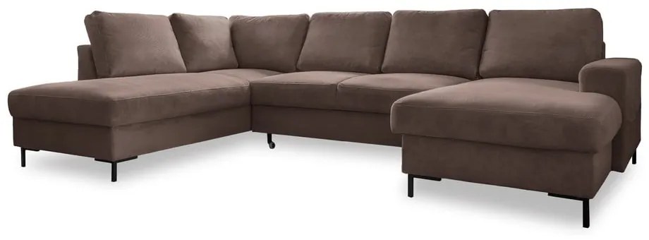 Barna kordbársony kinyitható sarokkanapé (bal oldali) Lofty Lilly – Miuform