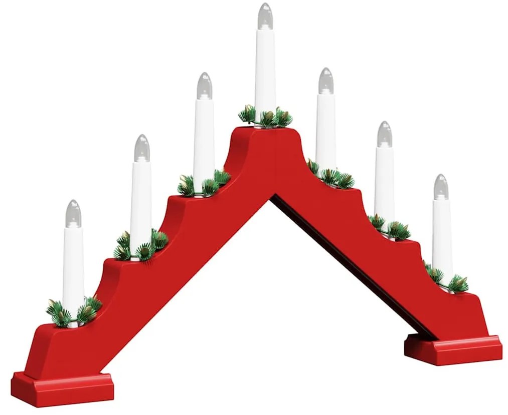Karácsonyi gyertya híd Piros 39.5 x 5 x 29 cm Tömör fenyőfa