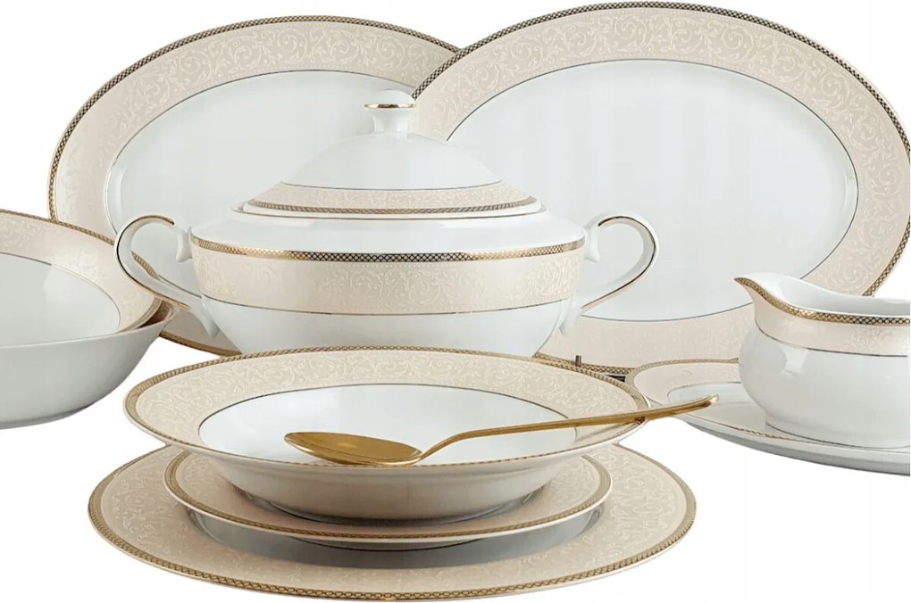 Martha Gold Classic 6 személyes étkészlet porcelánból/25 db|Bogucice