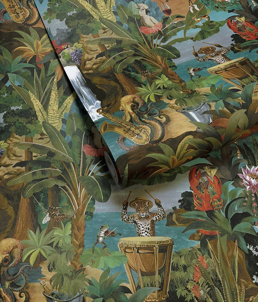 Holden Decor Wanderlust Sunset Carnival színes állatos vlies tapéta – 92090