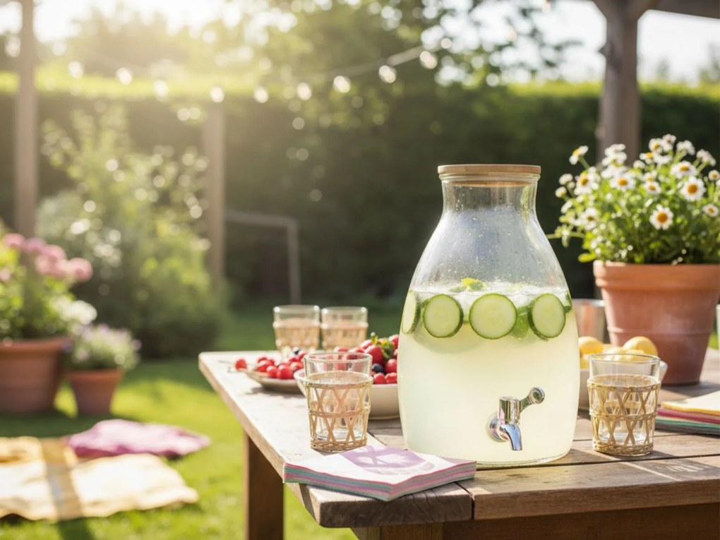 Üveges italadagoló GUSTA fa tetővel 5,5 L