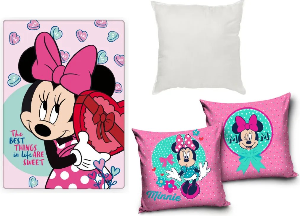 Disney Minnie Sweets Fashion polár takaró, párnahuzat és párna szett 3 db-os