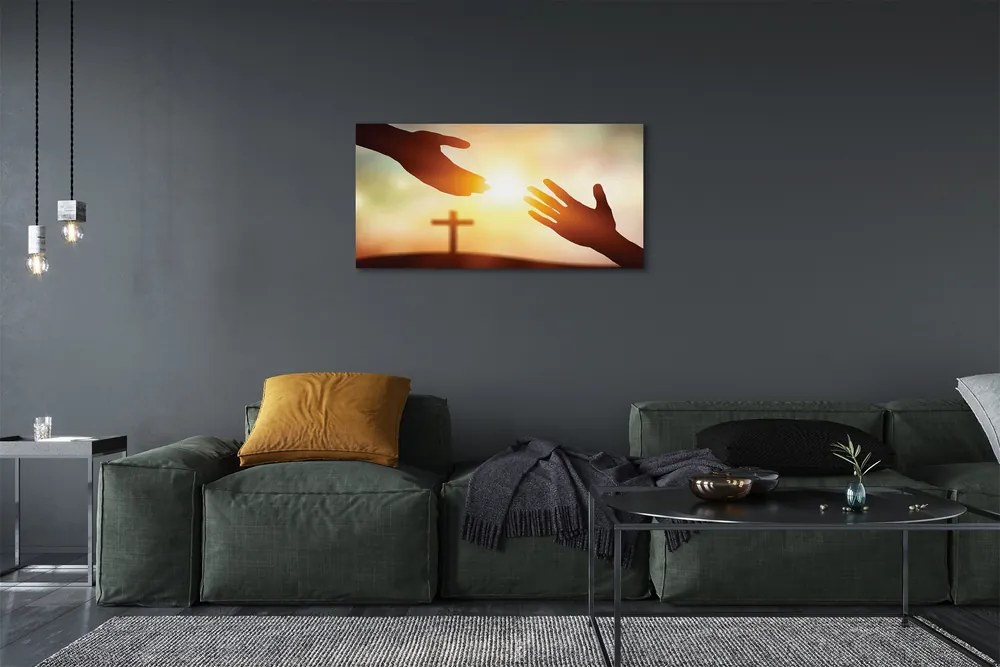 Canvas képek kereszt kezek 100x50 cm