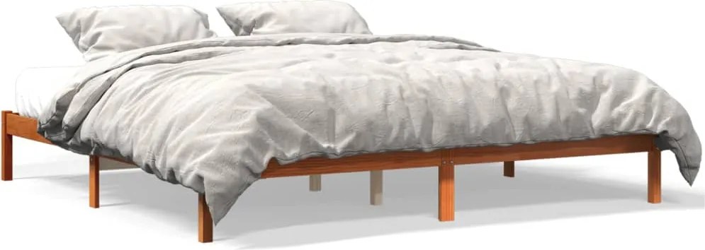 vidaXL viaszbarna tömör fenyőfa ágy matrac nélkül 200 x 200 cm