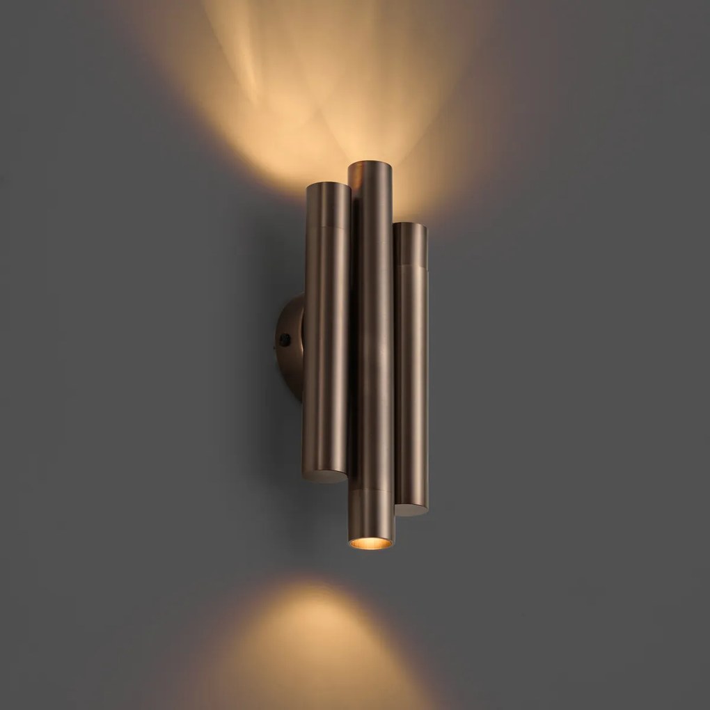 Modern fali lámpa sötét bronz 3-as - Pipes