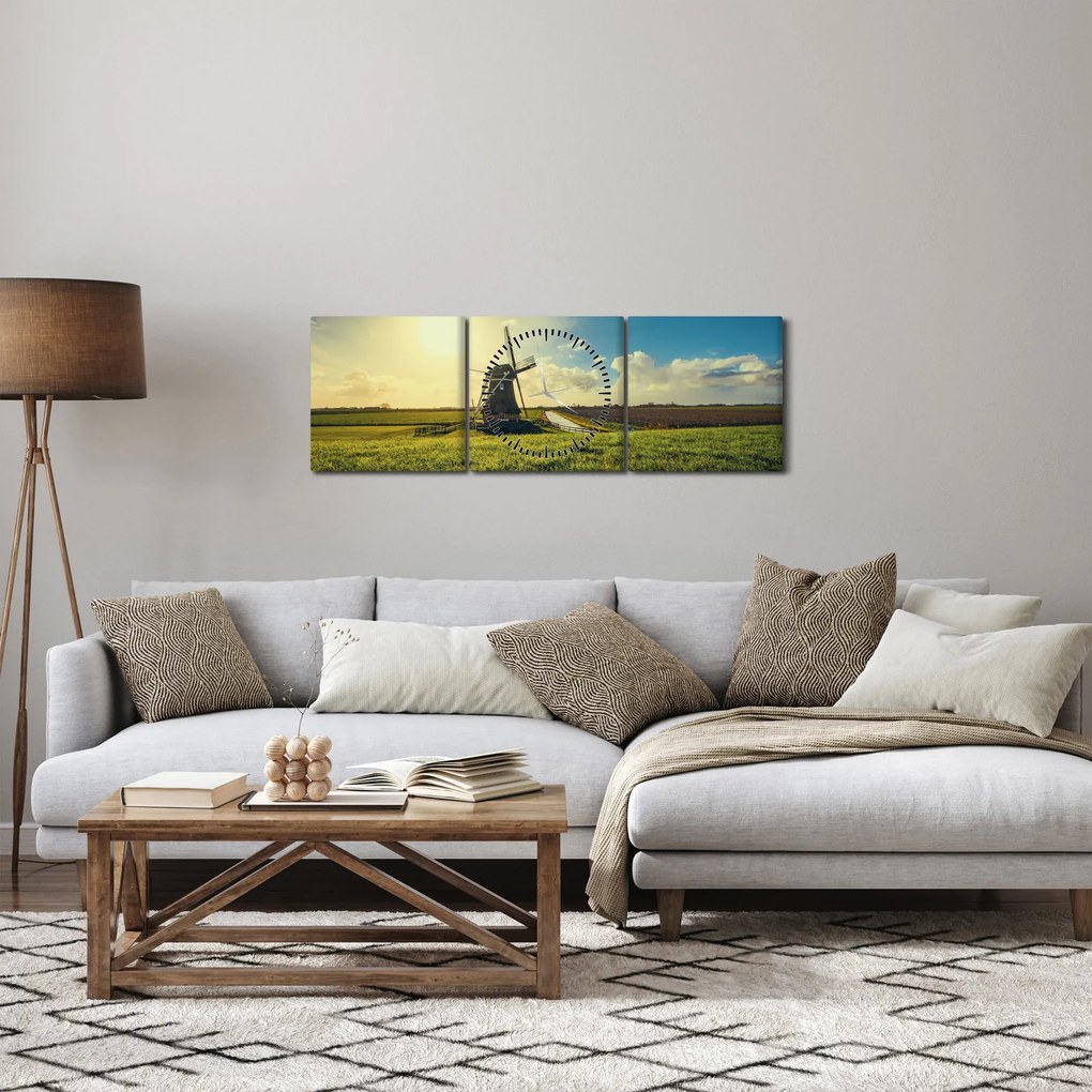 Kép - Szélmalom (órával) (90x30 cm)