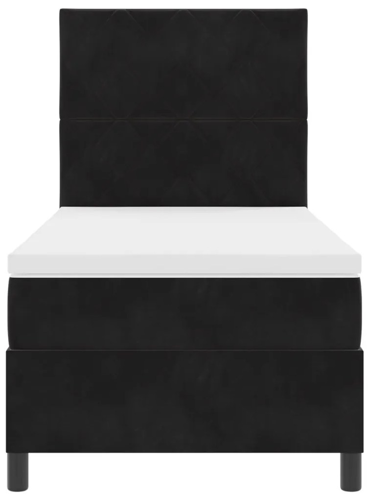 Boxspring Ágy Matraccal és LED Fekete 90x190 cm Bársonyos