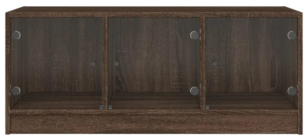 barna tölgyszínű dohányzóasztal üvegajtókkal 102 x 50 x 42 cm