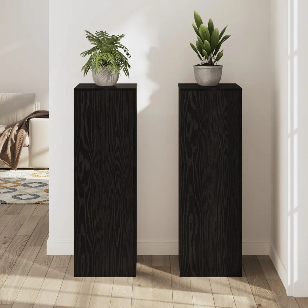 Növényállványok 2 db Fekete tölgy 66x33x100 cm Mérnöki fa