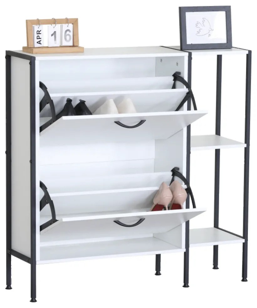 SOVIO cipőtartó, 2 polcos, fehér