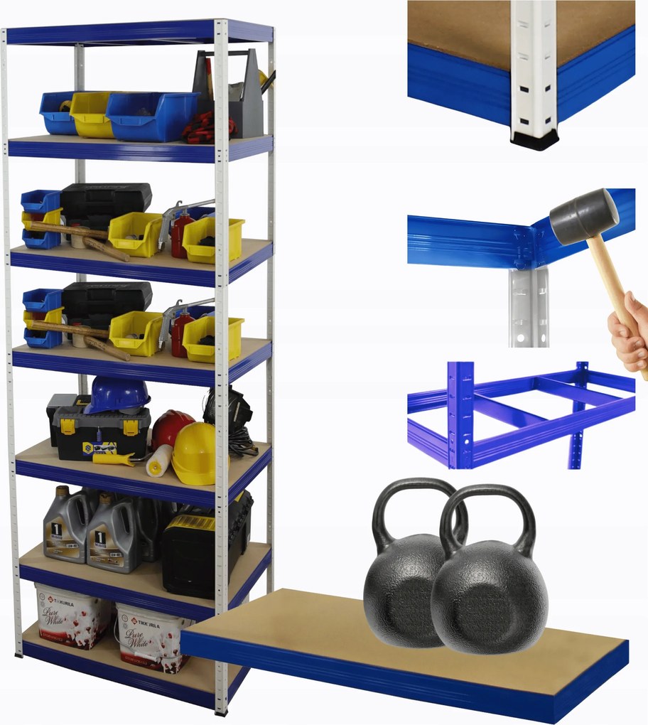 Tárolószekrény fém állvány Helios 270x120x45cm 7Px275kg Tömör Magas