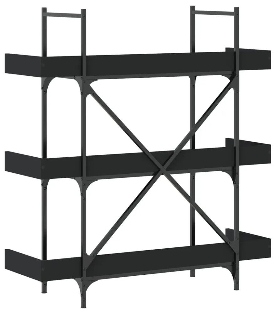 3-szintes fekete szerelt fa könyvespolc 100 x 33 x 108,5 cm