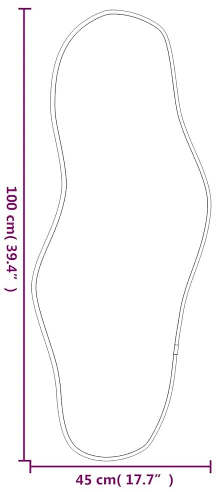ezüstszínű falitükör 100x45 cm