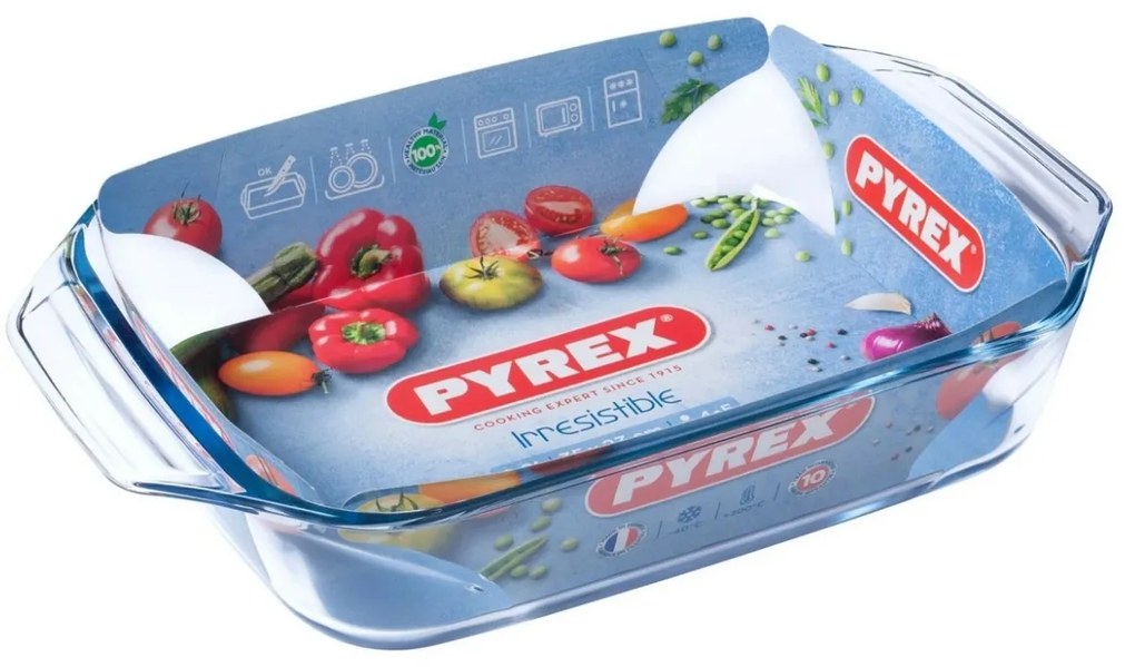 Pyrex üveg sütőedény 3 l, 35 x 23 x 6,5 cm, 35 x23 x 6,5 cm, 3 l
