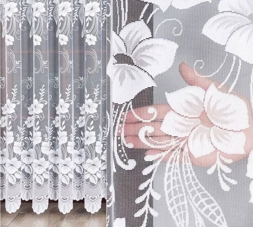 Jacquard függöny kész minta 01841, 200x200cm egyenes virágos (szegélyekkel)