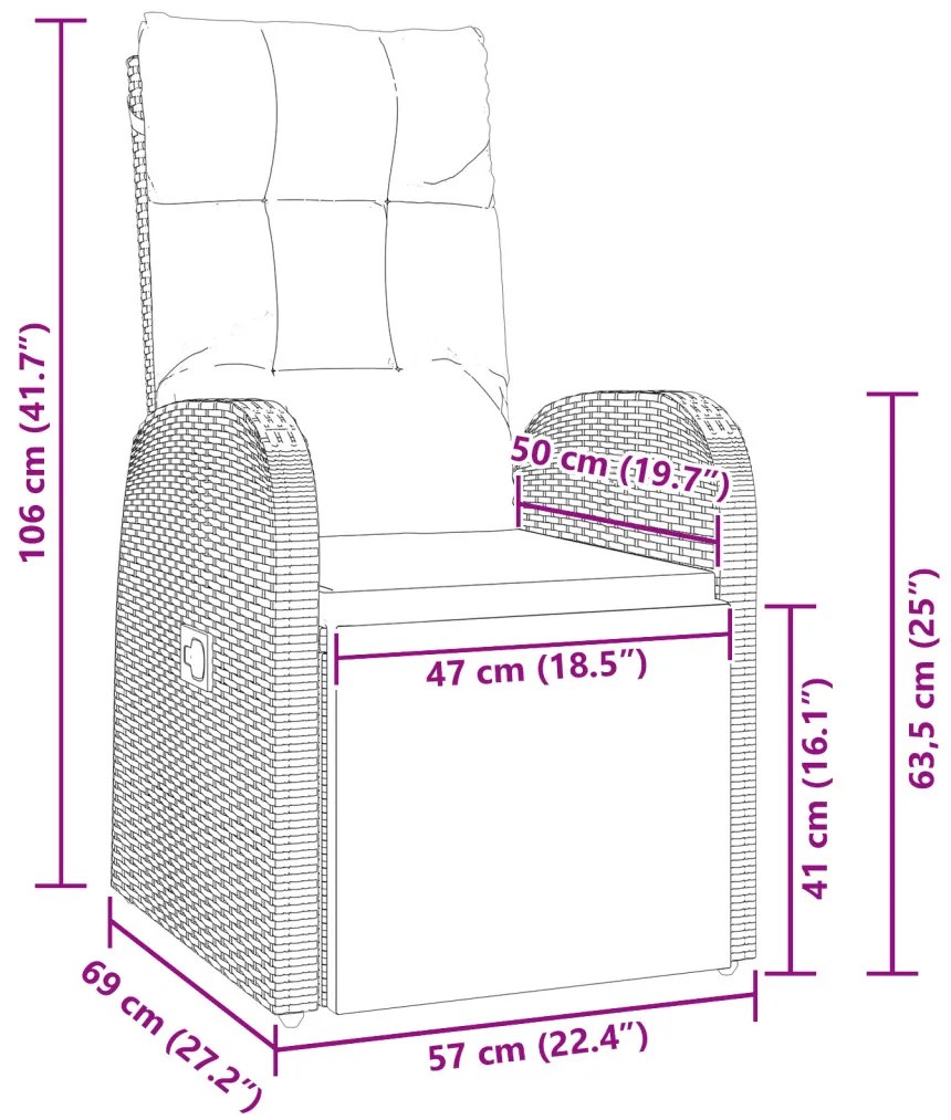 3 részes kerti étkező szett párnákkal fekete poly rattan