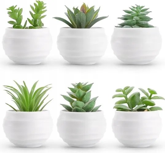 Mesterséges pozsgások cserépben Hálószoba dekoráció 6 db